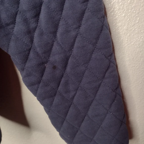 Athleta Retroplush Quilted Crewneck Sweatshirt Top Medium Navy Zip Sides A19 - Picture 4 of 5